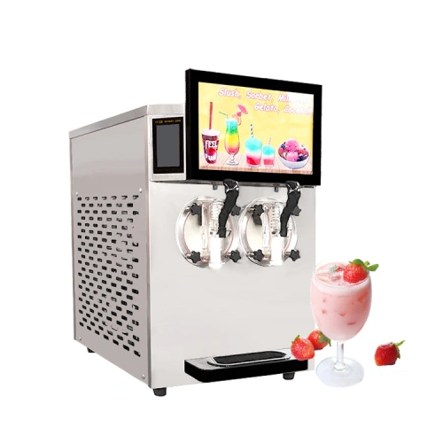 Slush in ice cream maker shop